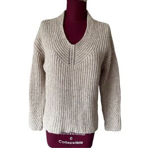 TED BAKER OVERSIZED V NECK SWEATER HIGH LOW Tan SIZE 1 US 4‎